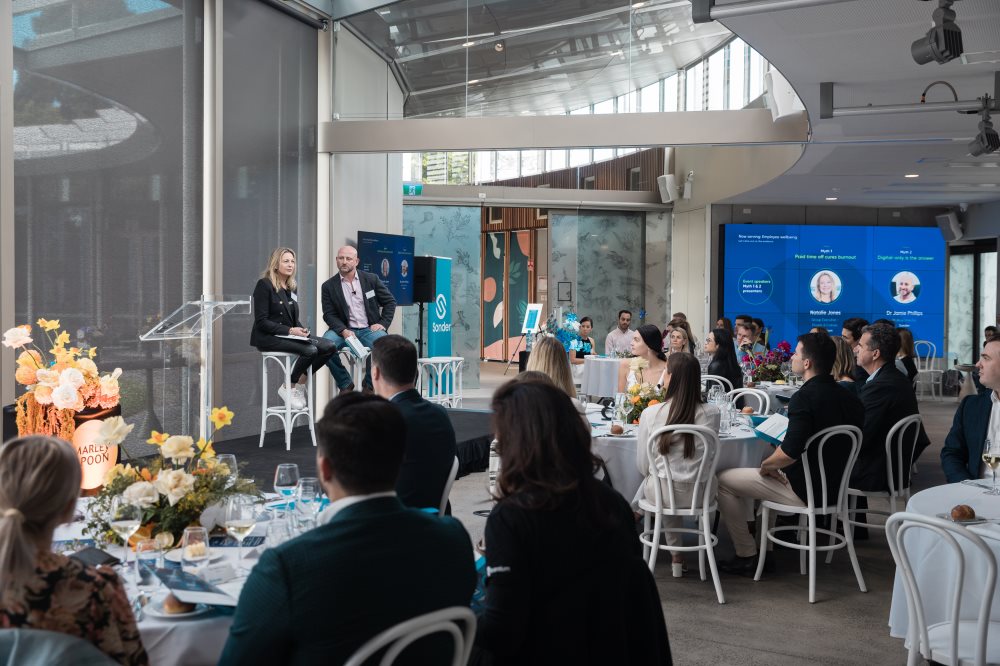 Natalie Jones and Dr Jamie Phillips speak at Sonder's employee wellbeing event in Sydney