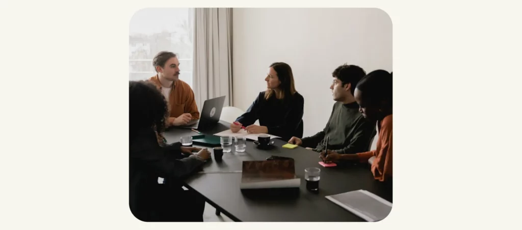 Co-workers at a meeting
