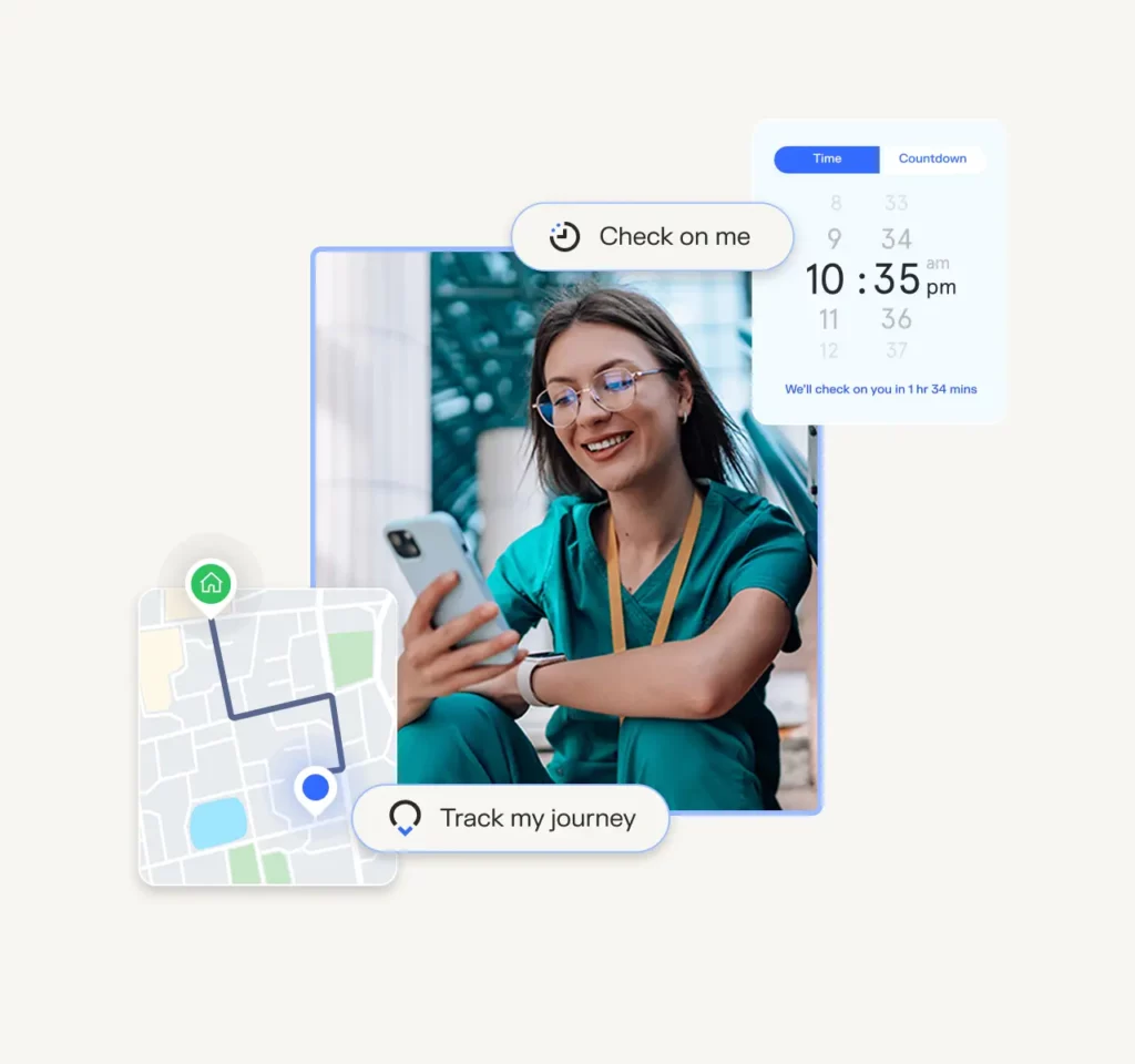 Nurse looking at her phone and smiling