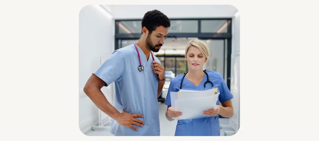Doctor and nurse talking