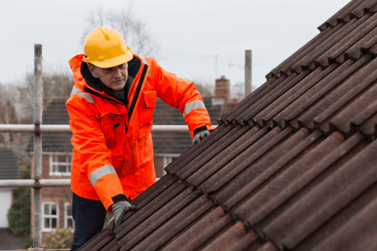 Man working on a roof