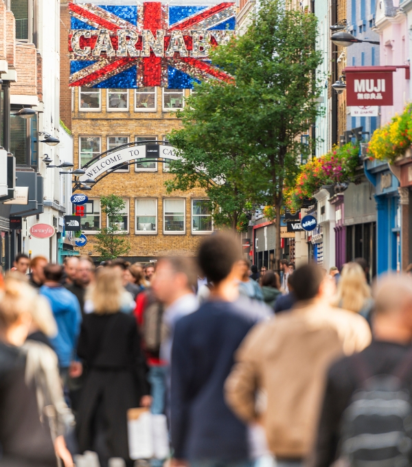 London thoroughfare people crowd