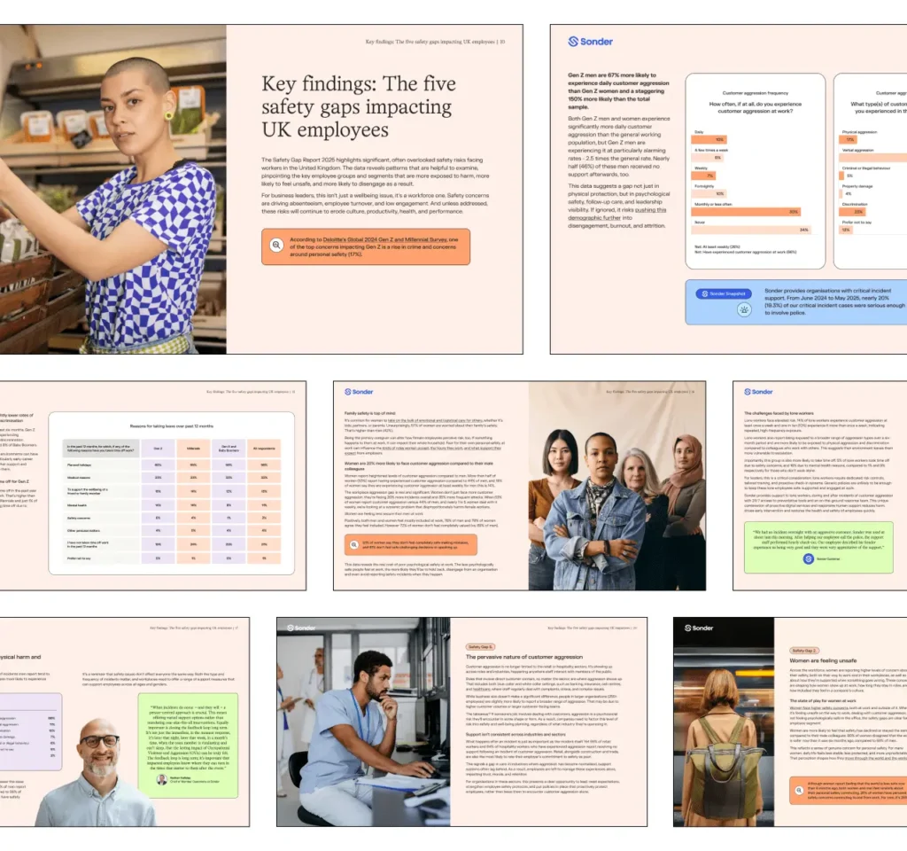 Collage of different sections of the Safety Gap Report