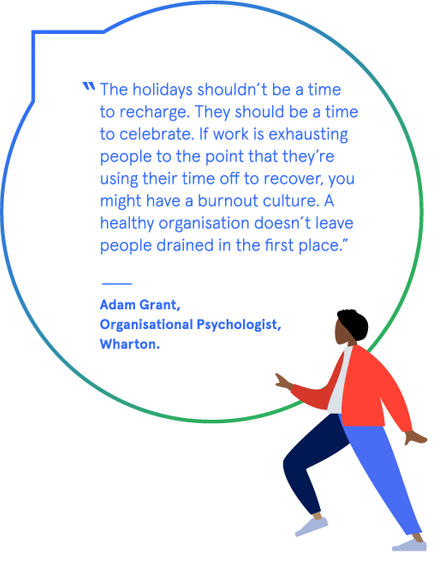 Wharton organisational psychologist Adam Grant quote about burnout culture and employee burnout.