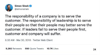 Simon Sinek quote - Twitter