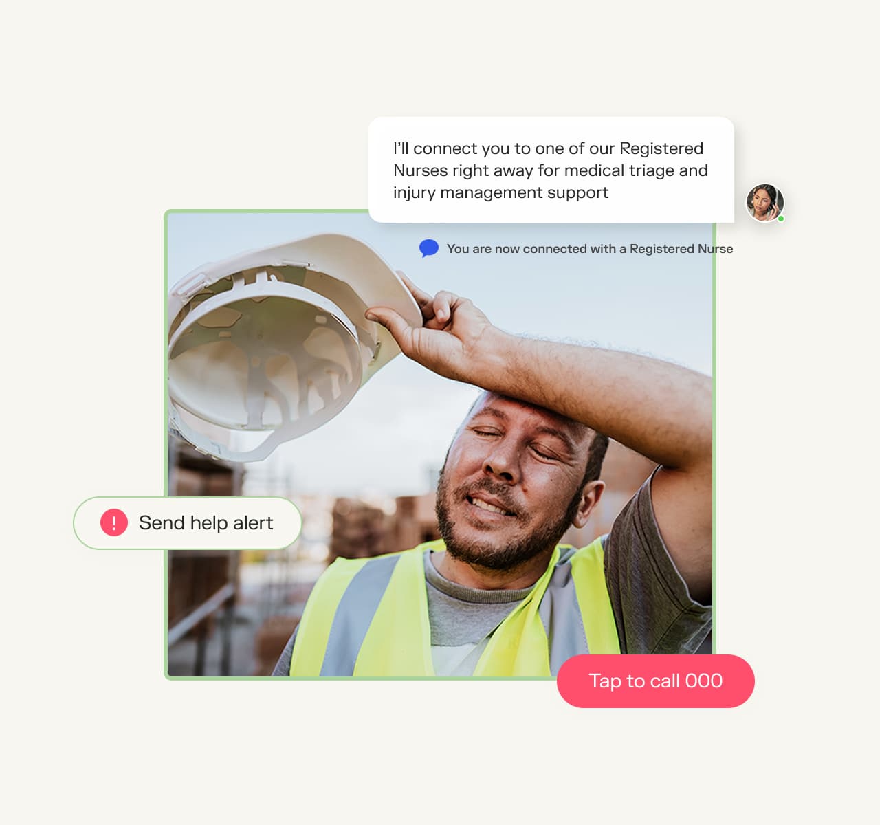 Chat conversation between construction worker and Sonder support coordinator