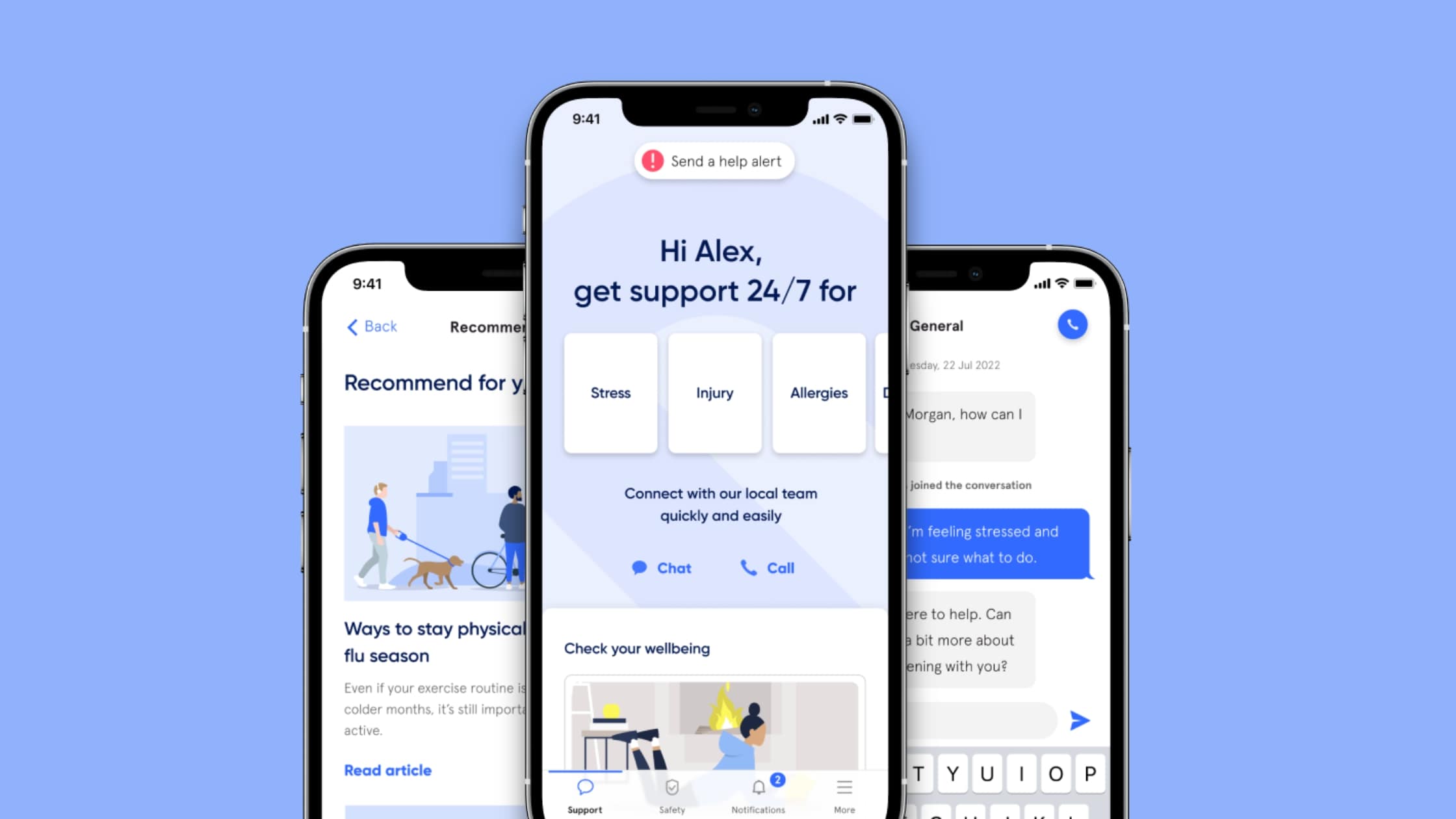 Sonder app in action, an alternative EAP provider offering 24/7 support