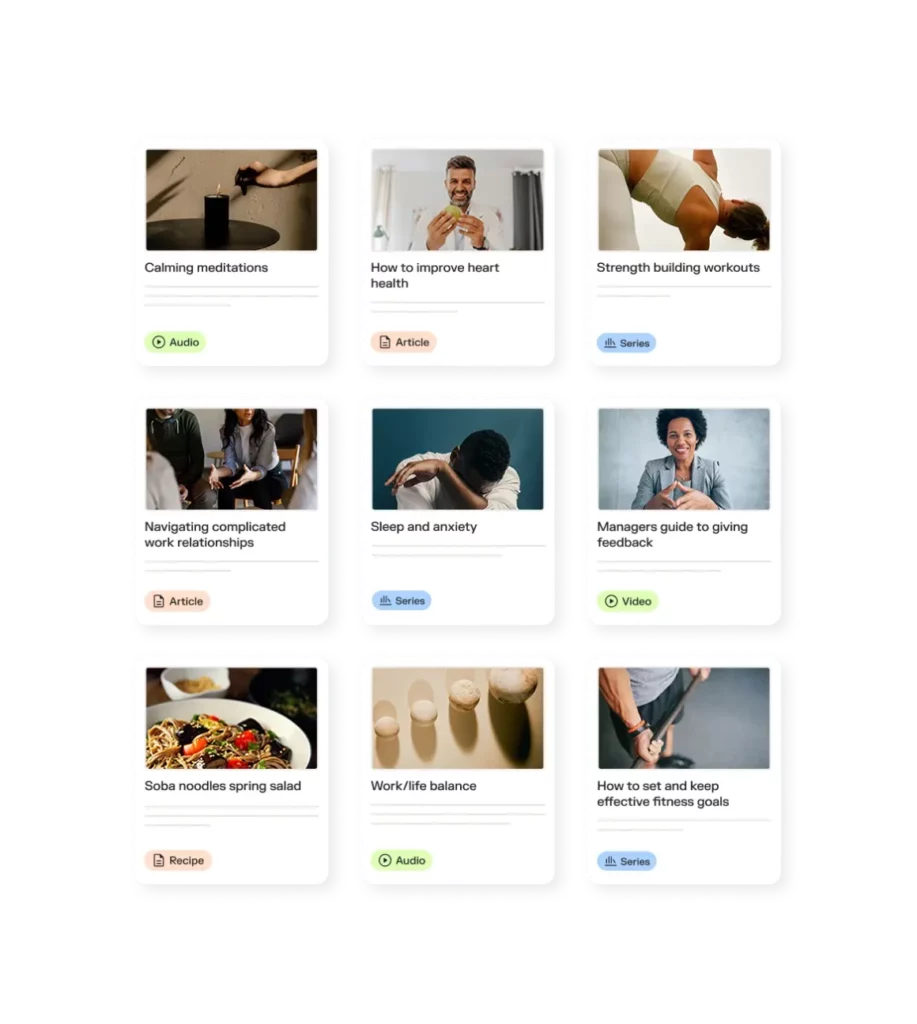 Image composite of various example articles within the Sonder app