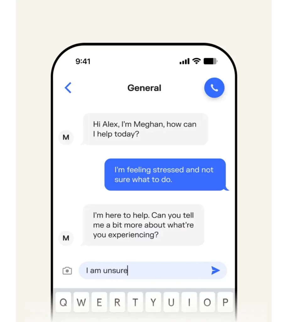 Image composite of the Sonder app chat user interface
