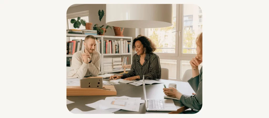 Co-workers talking