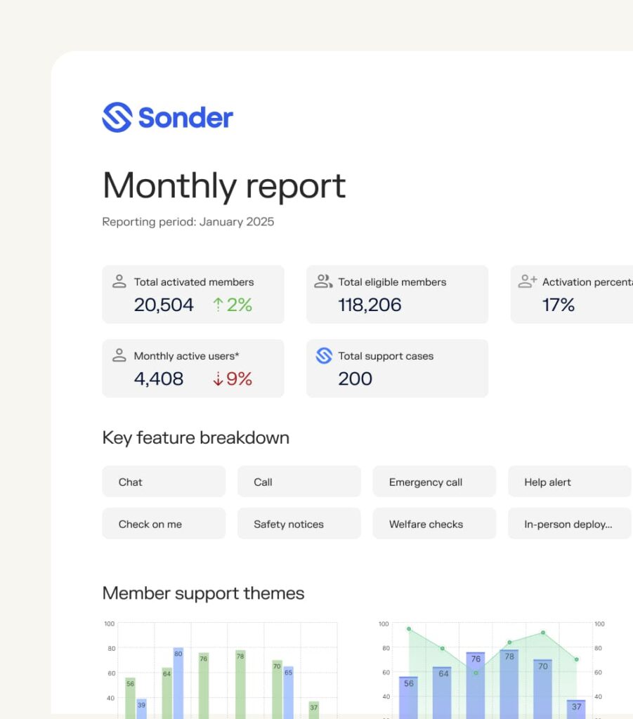 Report showcasing Sonder insights and data for customer