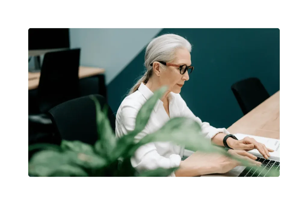 Woman working at her desk