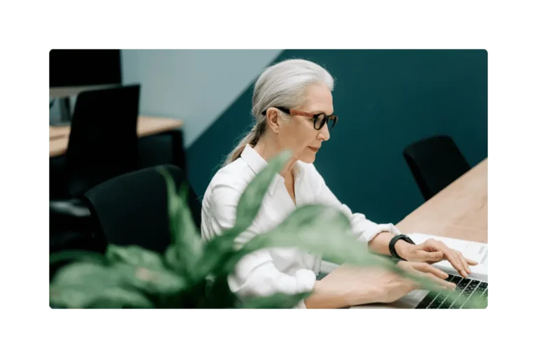 Woman working at her desk