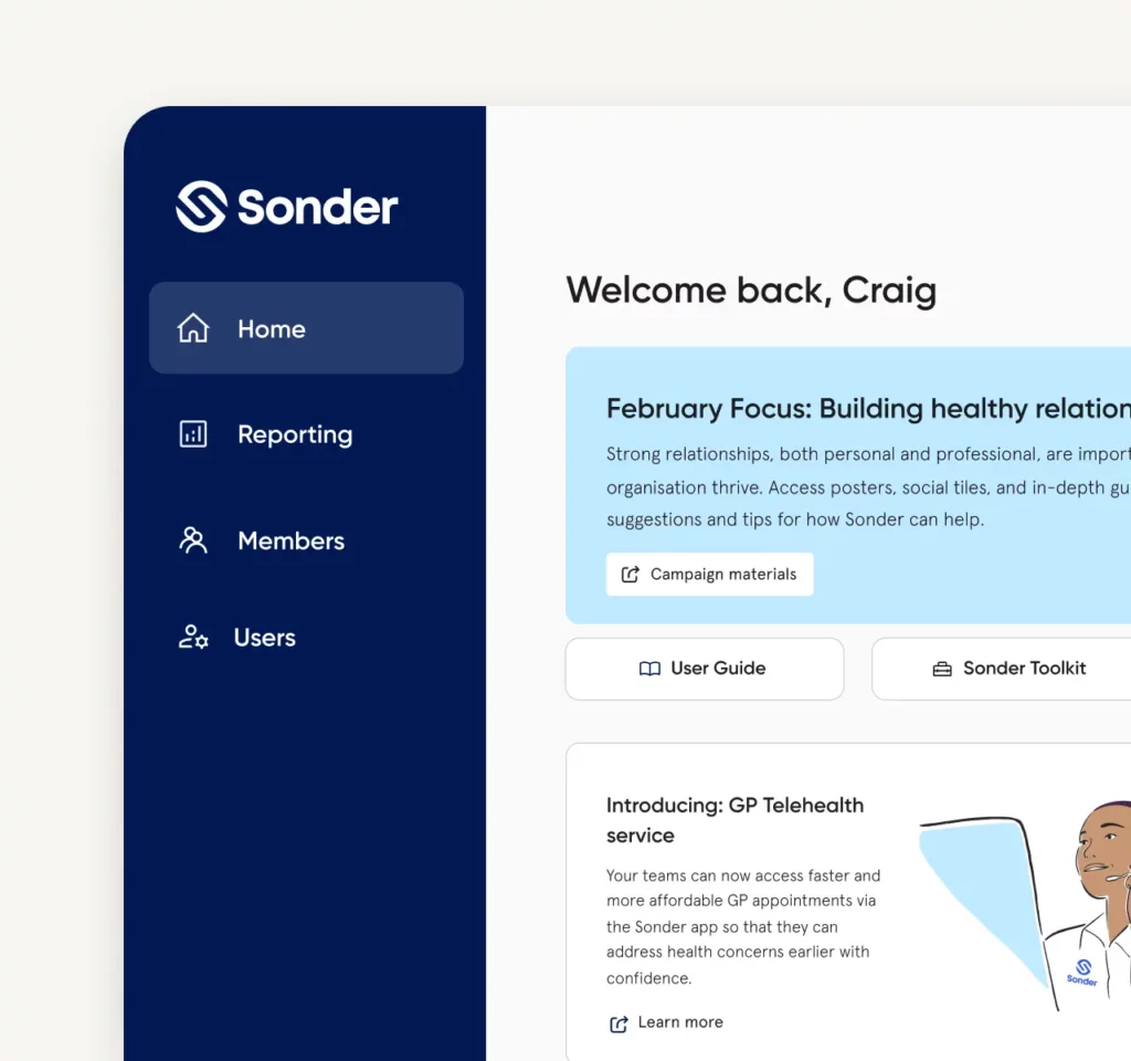 Sonder live wellbeing dashboard