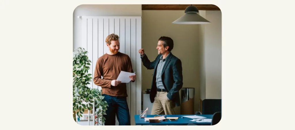 Manager talking to employee