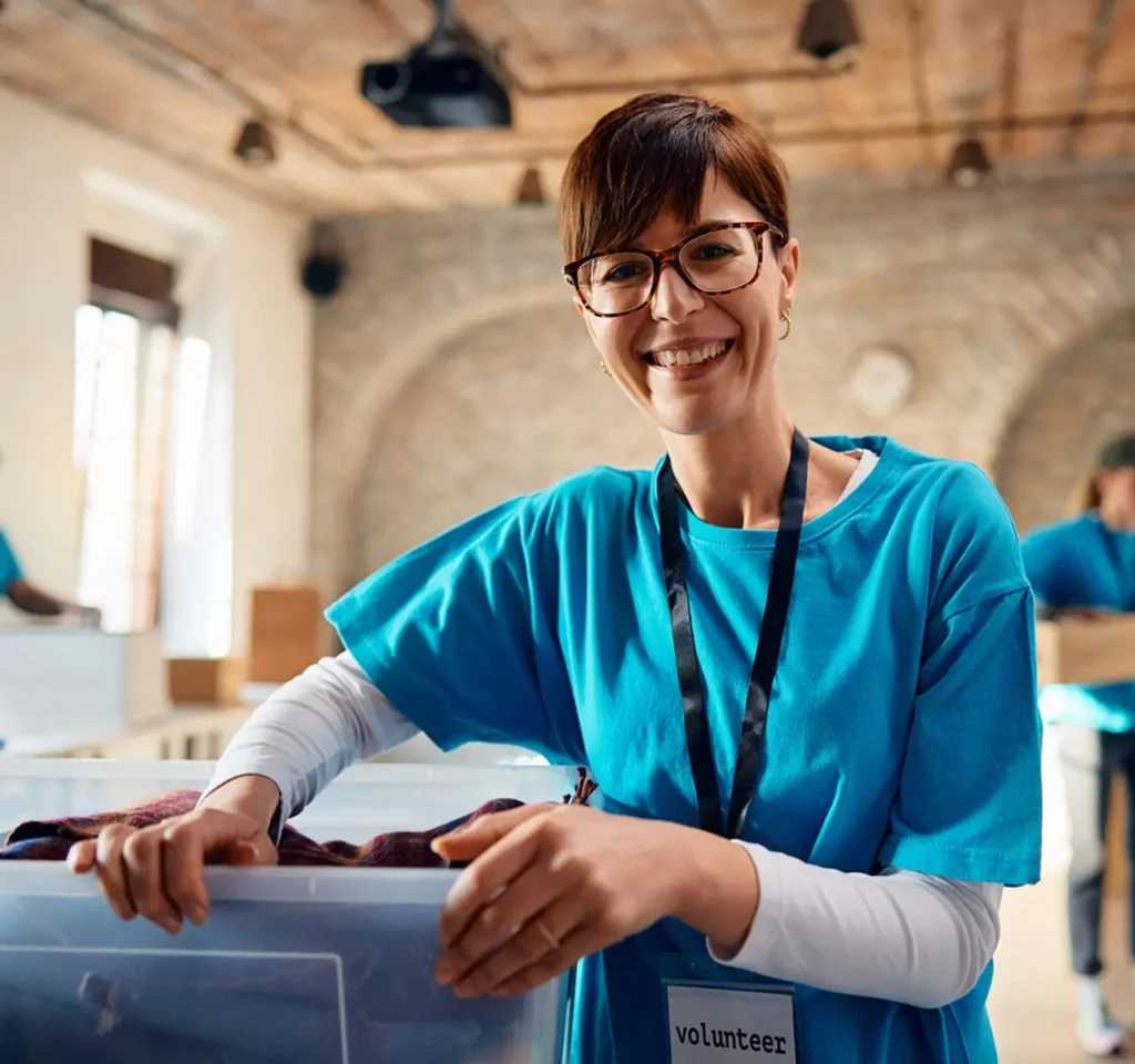 Volunteer smiling
