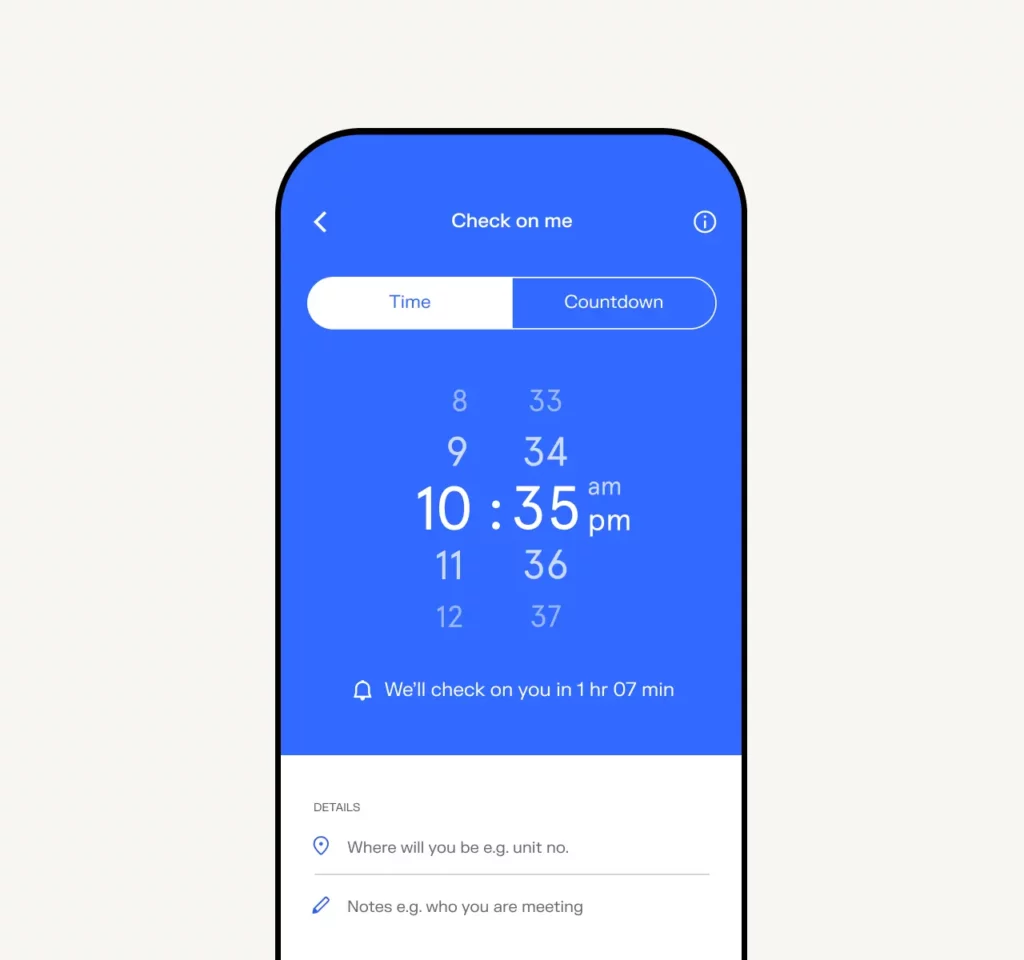 Check on me feature displayed on a phone