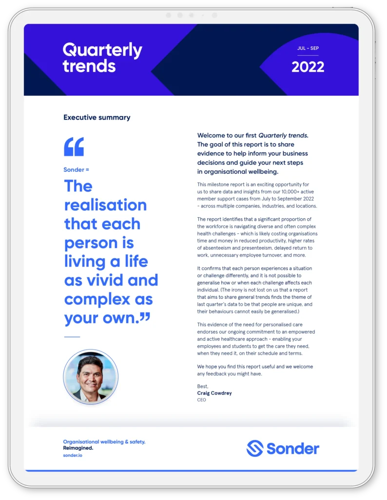 Quarterly wellbeing trends cover 2022