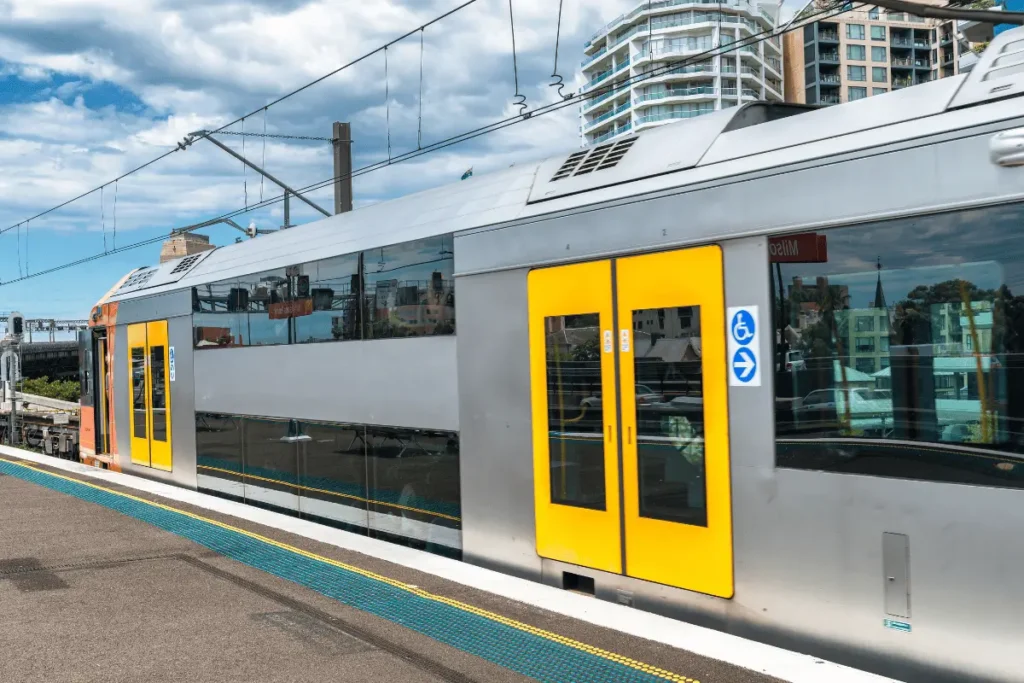 Sydney train arriving at the platform
