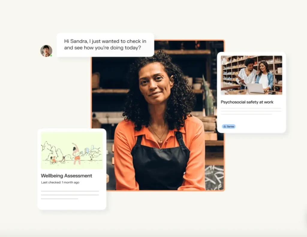 Collage with a worker and Sonder app features