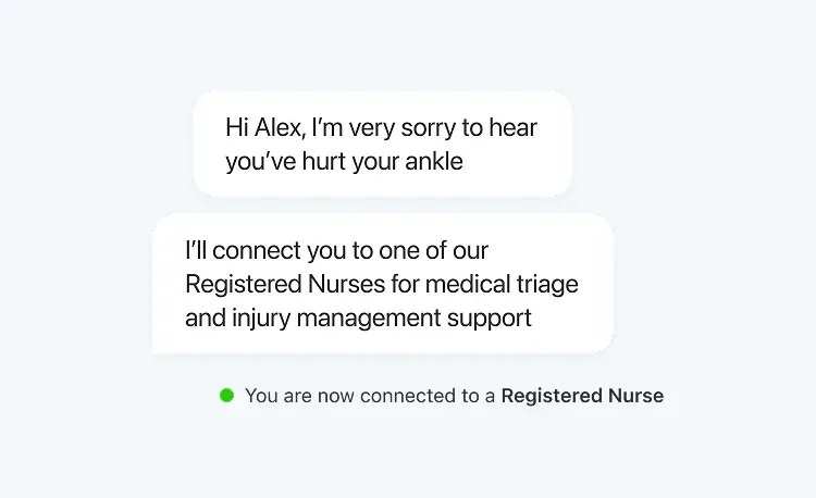 Example injury management in the sonder app
