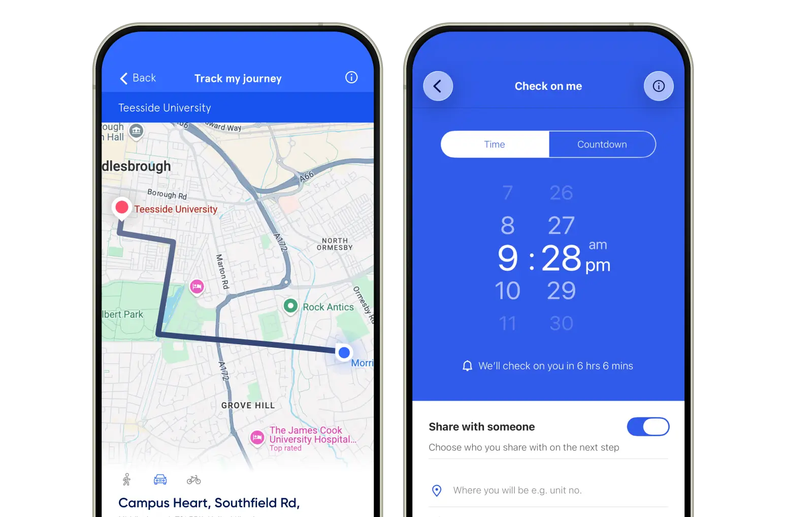 Track my journey and Check on me